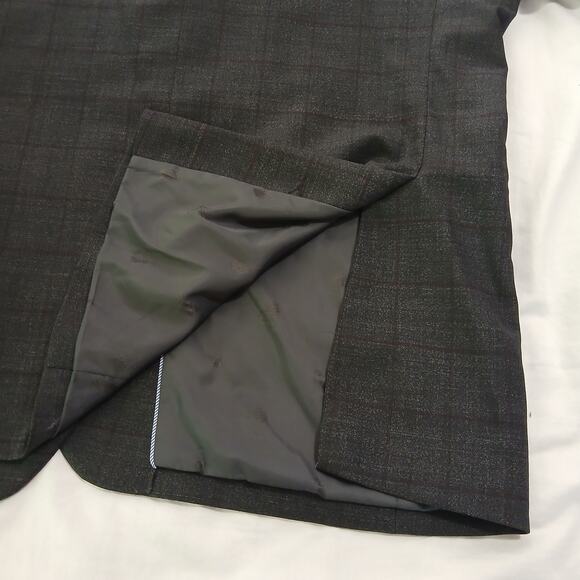 Jos.A.Bank Brrr Comfort Blazer 48L Slim-Fit Wool Charcoal Grey Window Pane Plaid - Picture 9 of 16